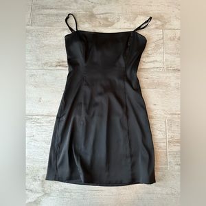 Sunday Best Black Satin Mini Dress